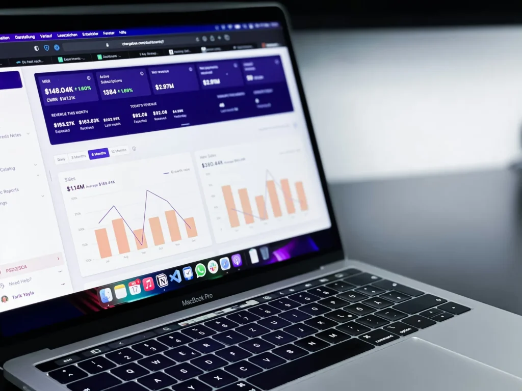 Analytics dashboard on a laptop screen