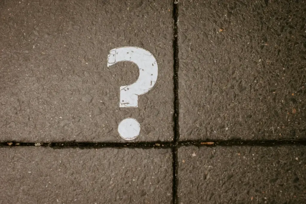 Question mark painted on paving stones