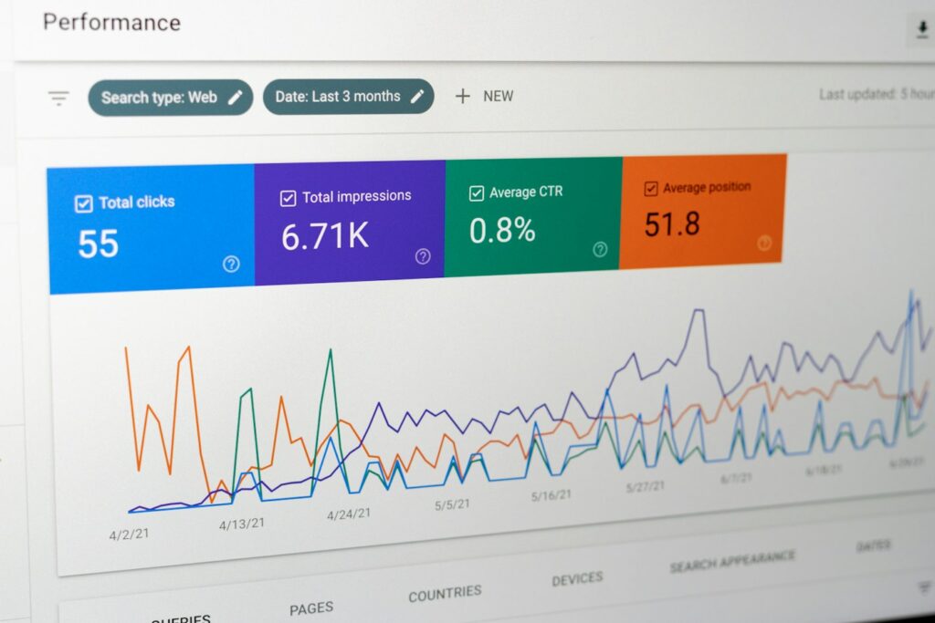 Website traffic report on a laptop screen
